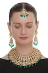 Shop_Masaya Jewellery_Gold Plated Kundan And Bead Choker Set_at_Aza_Fashions