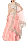 Buy_Preeti S Kapoor_Pink Dupion Embellished Gota Patti Embroidered Lehenga Set _at_Aza_Fashions