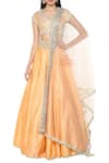 Buy_Preeti S Kapoor_Peach Dupion Embellished Gota Patti Embroidered Lehenga Set _at_Aza_Fashions