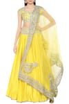 Buy_Preeti S Kapoor_Yellow Dupion Embellished Gota Patti Embroidered Lehenga Set _at_Aza_Fashions