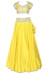 Preeti S Kapoor_Yellow Dupion Embellished Gota Patti Embroidered Lehenga Set _Online_at_Aza_Fashions