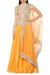 Buy_Preeti S Kapoor_Orange Dupion Embellished Gota Patti Embroidered Lehenga Set _at_Aza_Fashions