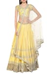 Buy_Preeti S Kapoor_Yellow Dupion Embellished Gota Patti Embroidered Lehenga Set _at_Aza_Fashions