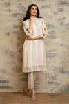 Buy_Dhaari_Multi Color Cotton Silk Round Striped Kurta _at_Aza_Fashions