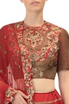 Samant Chauhan_Red Cotton Silk Zardozi Round Embroidered Bridal Lehenga Set _Online_at_Aza_Fashions