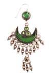 Buy_Sangeeta Boochra_Green Stones, Tassels Crescent Dangler Earrings _Online_at_Aza_Fashions