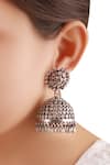 Shop_Sangeeta Boochra_Silver Plated Stones Jhumka Dangler Earrings _at_Aza_Fashions
