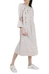 S & V Designs_Brown Tassel Embroidered Dress_Online_at_Aza_Fashions