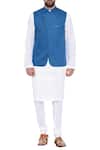 Buy_Mayank Modi - Men_Blue Mandarin Collar Nehru Jacket_at_Aza_Fashions