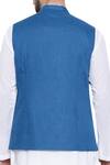 Shop_Mayank Modi - Men_Blue Mandarin Collar Nehru Jacket_at_Aza_Fashions