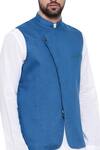Shop_Mayank Modi - Men_Blue Mandarin Collar Nehru Jacket_Online_at_Aza_Fashions