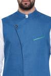 Mayank Modi - Men_Blue Mandarin Collar Nehru Jacket_at_Aza_Fashions