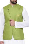 Mayank Modi - Men_Green Mandarin Collar Nehru Jacket_Online_at_Aza_Fashions