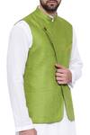 Shop_Mayank Modi - Men_Green Mandarin Collar Nehru Jacket_Online_at_Aza_Fashions