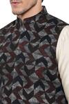 Mayank Modi - Men_Grey Geometric Print Nehru Jacket_at_Aza_Fashions