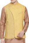 Mayank Modi - Men Yellow Checkered Nehru Jacket Online at Aza Fashions Mayank Modi - Men_Yellow Checkered Nehru Jacket_Online_at_Aza_Fashions