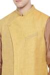 Mayank Modi - Men Yellow Checkered Nehru Jacket at Aza Fashions Mayank Modi - Men_Yellow Checkered Nehru Jacket_at_Aza_Fashions