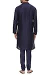 Shop_Mayank Modi - Men_Blue Silk Blend Plain Pintuck Kurta With Churidar  _at_Aza_Fashions