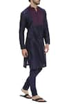 Mayank Modi - Men_Blue Silk Blend Plain Pintuck Kurta With Churidar  _Online_at_Aza_Fashions