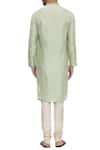 Shop_Mayank Modi - Men_Green Silk Blend Embroidered Running Stitch Kurta And Churidar  _at_Aza_Fashions