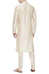 Shop_Mayank Modi - Men_Beige Silk Chanderi Print Floral Kurta With Churidar _at_Aza_Fashions