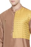 Mayank Modi - Men_Brown Cotton Silk Print Kurta And Churidar _at_Aza_Fashions