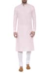 Buy_Mayank Modi - Men_Pink Linen Embroidered Mandarin Collar Kurta Set _at_Aza_Fashions