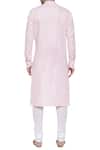 Shop_Mayank Modi - Men_Pink Linen Embroidered Mandarin Collar Kurta Set _at_Aza_Fashions