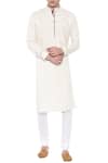 Buy_Mayank Modi - Men_Beige Cotton Embroidered Geometric Kurta Set _at_Aza_Fashions