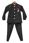 Buy_FAYON KIDS_Black Embroidered Bandhgala Set _at_Aza_Fashions