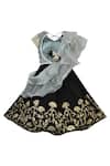 Shop Fayon Kids Black Silk, Cotton, Net Gota Patti, Embroidery, Sequins Lehenga Set at Aza Fashions Shop_Fayon Kids_Black Silk, Cotton, Net Gota Patti, Embroidery, Sequins Lehenga Set _at_Aza_Fashions