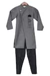 Buy_Fayon Kids_Black Cotton, Silk Overlap Ajkan Pant Set _at_Aza_Fashions