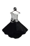Buy_Fayon Kids_Black Silk, Net Bows One Shoulder Detail Gown _at_Aza_Fashions