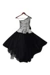 Shop_Fayon Kids_Black Silk, Net Bows One Shoulder Detail Gown _at_Aza_Fashions