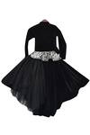 Shop_Fayon Kids_Black Silk, Net, Velvet Bows Textured Gown With Shrug _at_Aza_Fashions