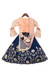 Shop_Fayon Kids_Blue Cotton, Silk, Net Sequins, Embroidery Lehenga Set _at_Aza_Fashions