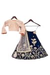 Fayon Kids_Blue Cotton, Silk, Net Sequins, Embroidery Lehenga Set _Online_at_Aza_Fashions