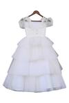 Shop_Fayon Kids_White Net Embroidery Frill Layered Gown _at_Aza_Fashions
