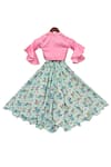 Shop_FAYON KIDS_Green Butterfly Print Skirt Set _at_Aza_Fashions