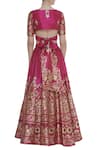 Shop_Surendri_Pink Printed Lehenga Set_at_Aza_Fashions