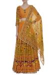 Buy_Surendri_Orange Chanderi V Neck Lehenga Set_at_Aza_Fashions