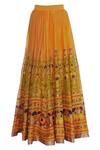 Shop_Surendri_Orange Chanderi V Neck Lehenga Set_Online_at_Aza_Fashions