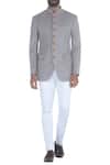 Buy_Qbik_White Embroidered Bandhgala With Trouser_at_Aza_Fashions
