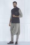 Buy_Qbik_Blue Kurta Set With Nehru Jacket_Online_at_Aza_Fashions