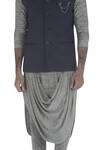 Shop_Qbik_Blue Kurta Set With Nehru Jacket_Online_at_Aza_Fashions