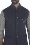 Qbik_Blue Kurta Set With Nehru Jacket_at_Aza_Fashions