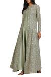 Silky Bindra_Green Anarkali Kurta With Printed Jacket_Online_at_Aza_Fashions