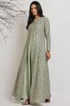 Buy_Silky Bindra_Green Anarkali Kurta With Printed Jacket_Online_at_Aza_Fashions