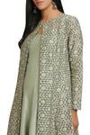 Shop_Silky Bindra_Green Anarkali Kurta With Printed Jacket_Online_at_Aza_Fashions