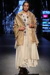 Buy_Prama by Pratima Pandey_Off White Embroidered Dress With Shawl_at_Aza_Fashions
